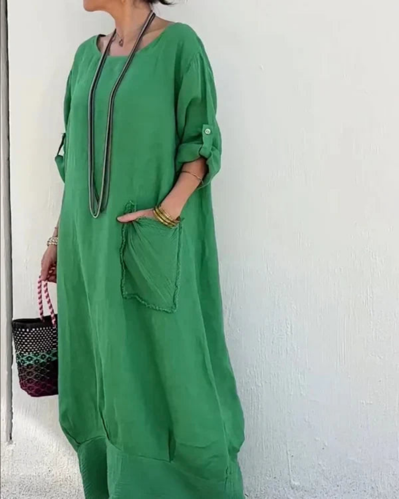 COROIA - BOHO COTTON AND LINEN DRESS