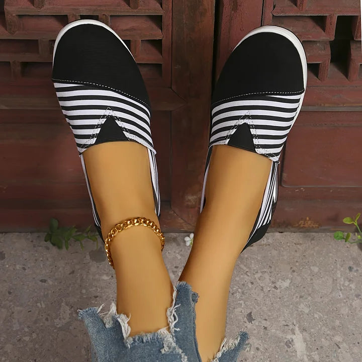 Tasha - Comfortable orthopedic slip on sneaker with stripes