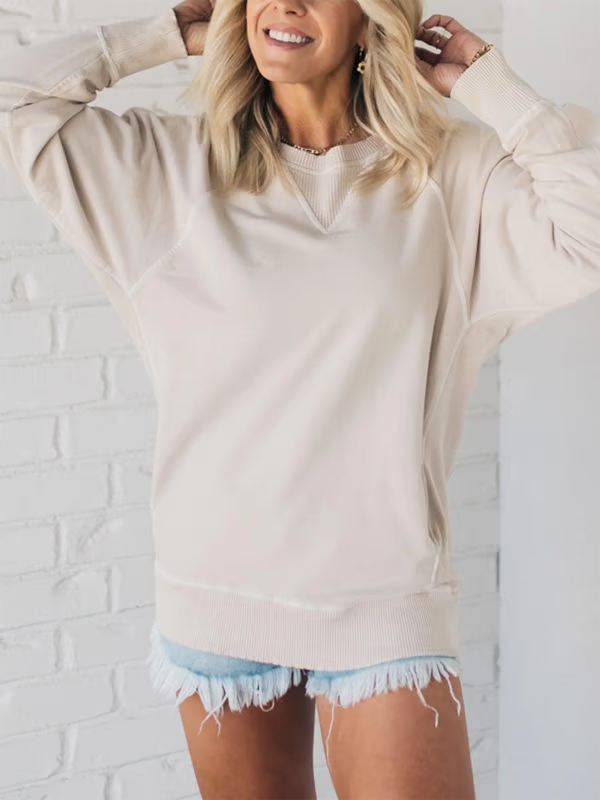Nora | Women's Ribbed Accent Pocketed Pullover