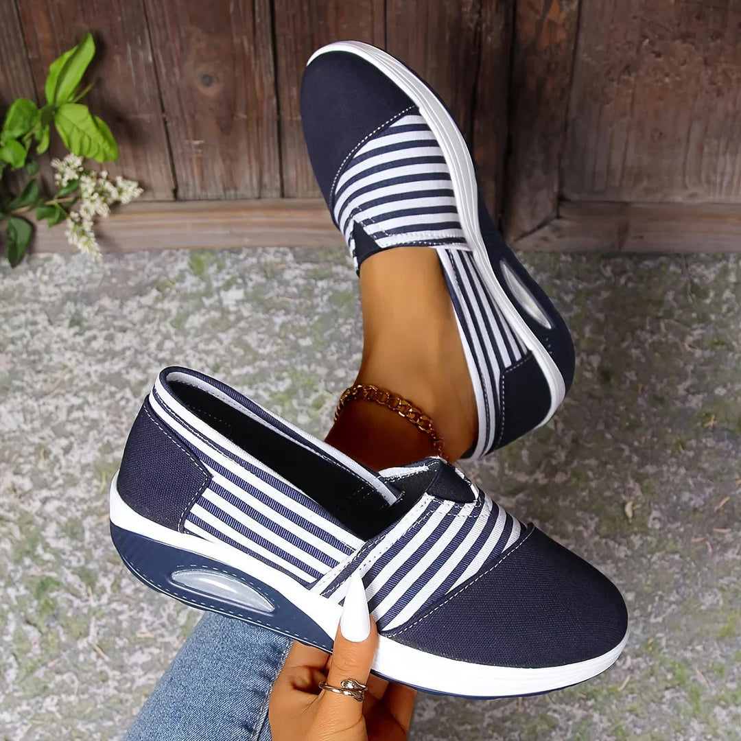 Tasha - Comfortable orthopedic slip on sneaker with stripes