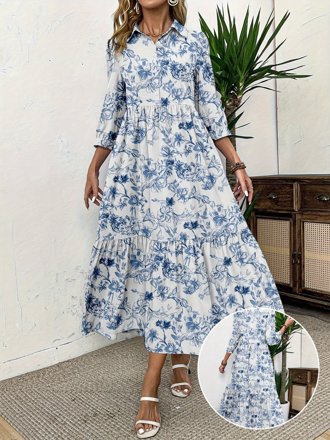 Valeska | Boho Floral Midi Dress