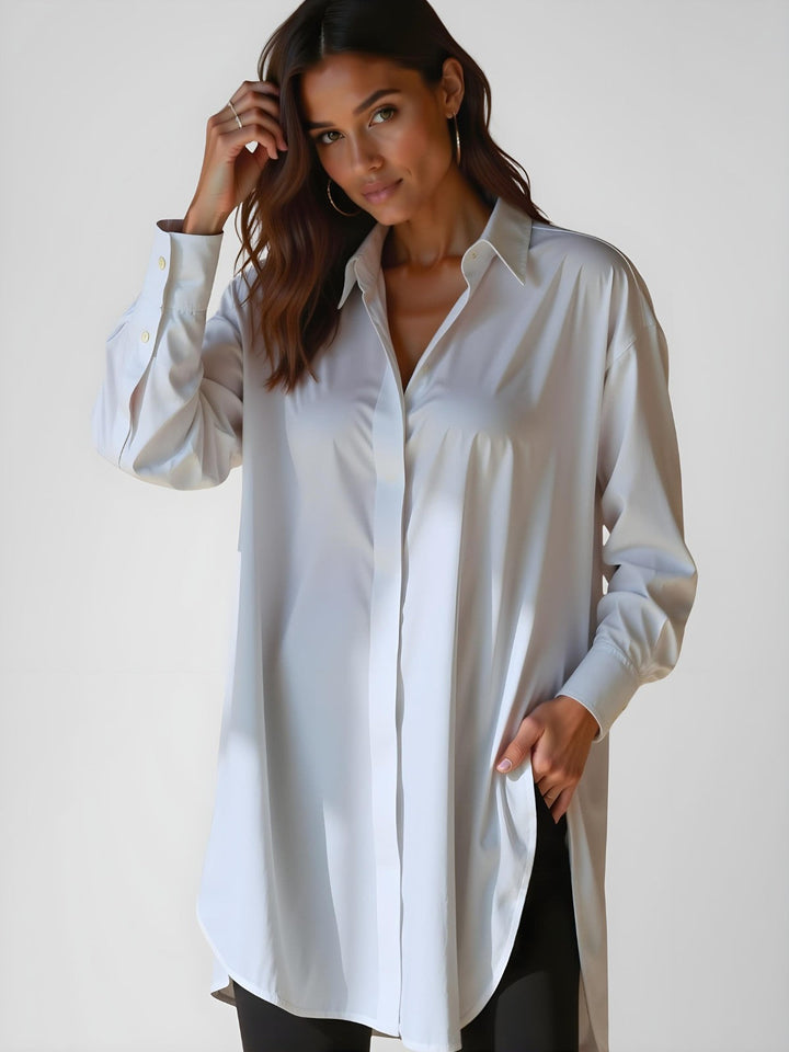 Diana - Oversized Lapel Button Shirt Dress