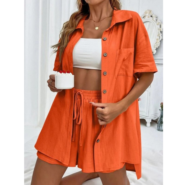KRISTINE™ – Casual Summer  Button-Down Lounge Set