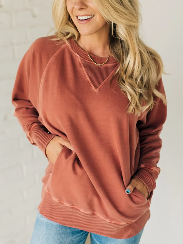 Nora | Women's Ribbed Accent Pocketed Pullover