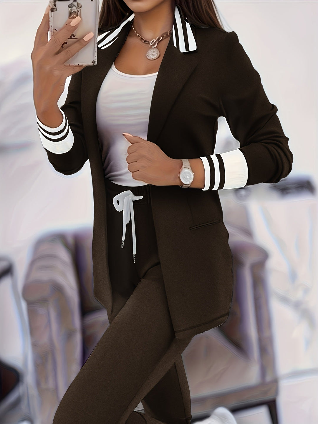 Ingelore - Fashionable striped two-piece set