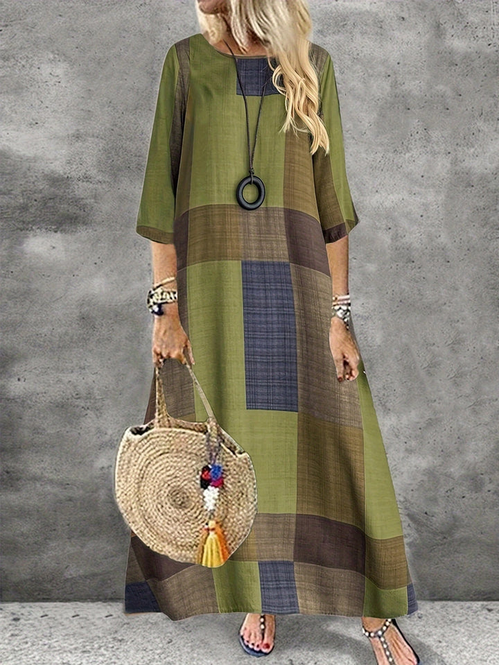 Halona | Retro Plaid Maxi Dress