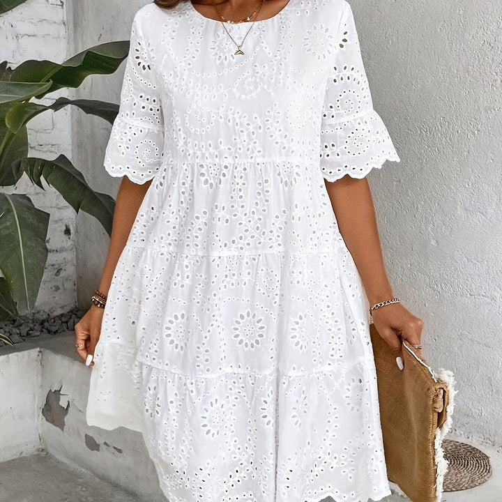 Rhoswen | Elegant Embroidered Midi Dress