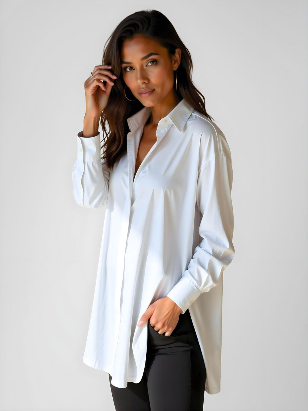 Diana - Oversized Lapel Button Shirt Dress