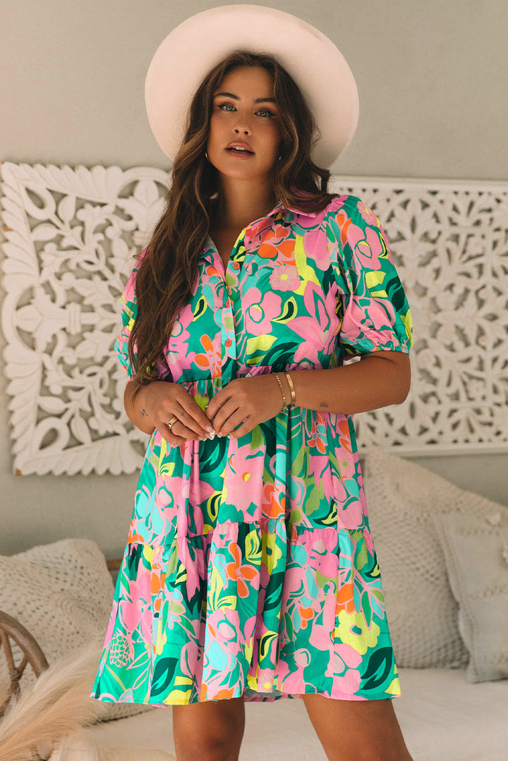 Floral Puff Sleeve Babydoll Dress