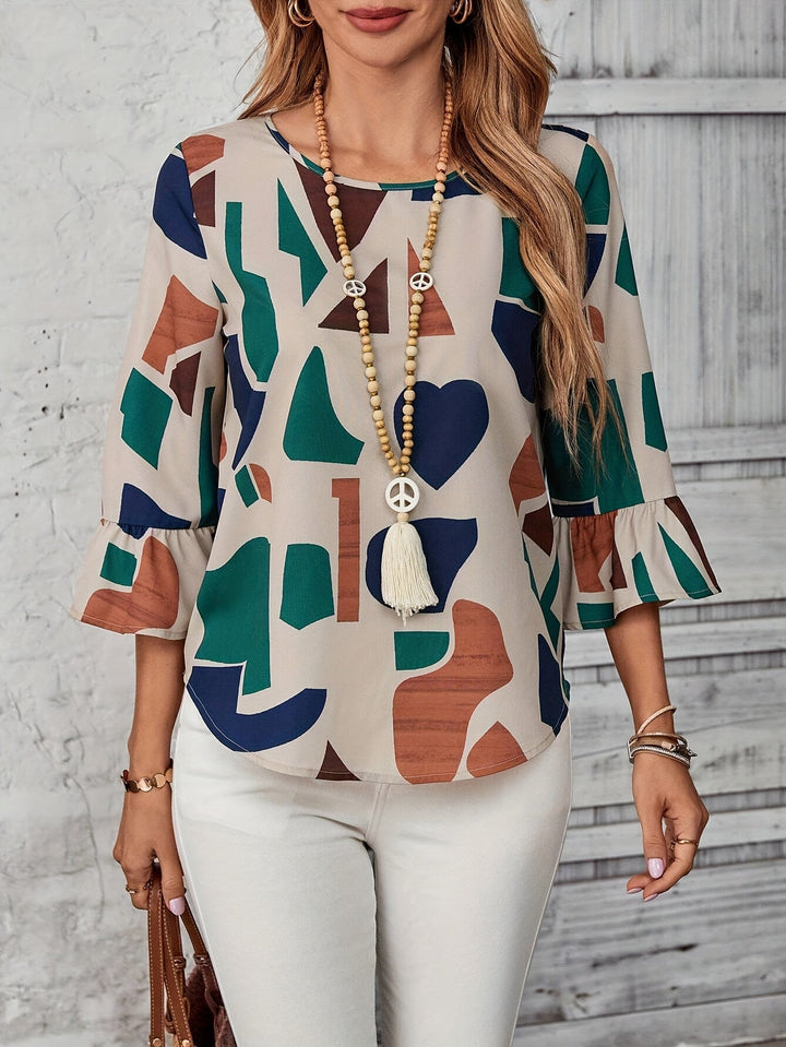 Aria™ – Elegant Geometric Print Blouse