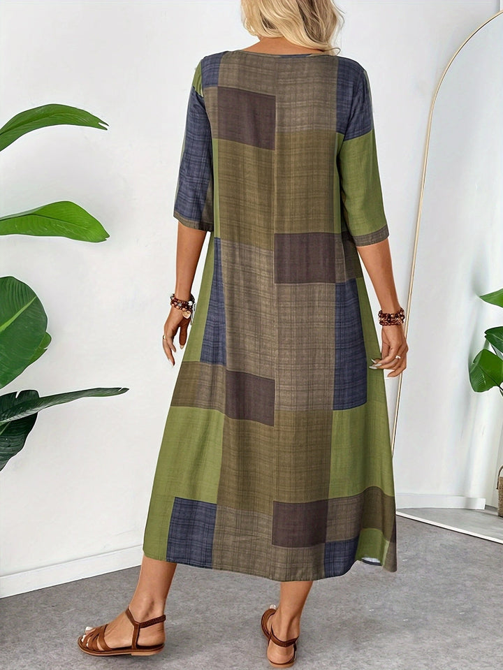 Halona | Retro Plaid Maxi Dress