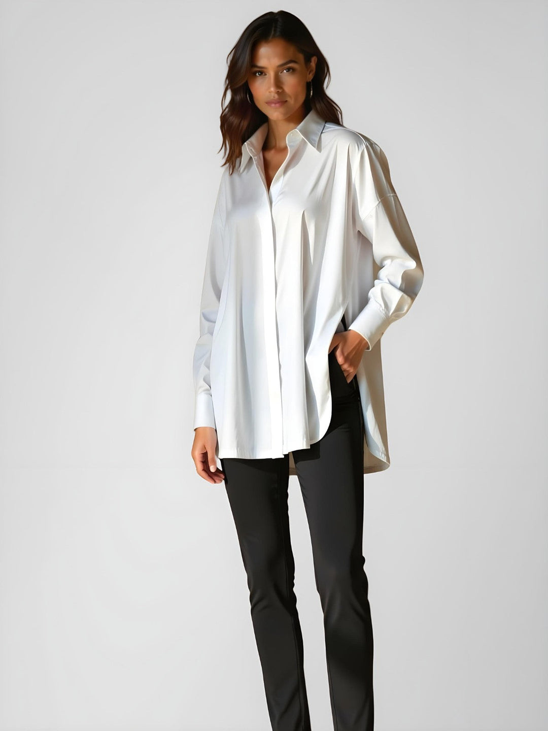 Diana - Oversized Lapel Button Shirt Dress
