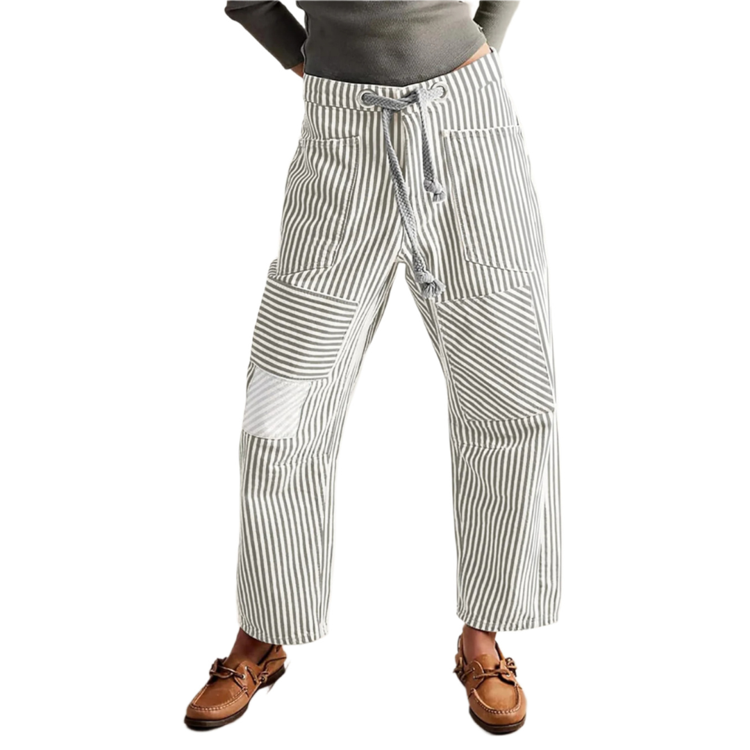 PERLAH™ – Chic Stripe Drawstring Wide-Leg Pants