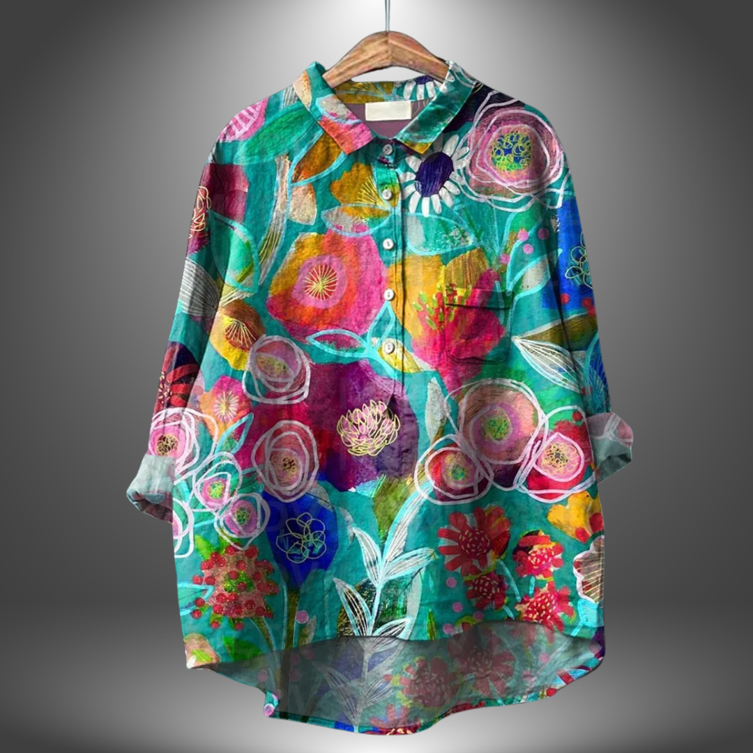 Bella™ | Handmade shirt with floral pattern for women