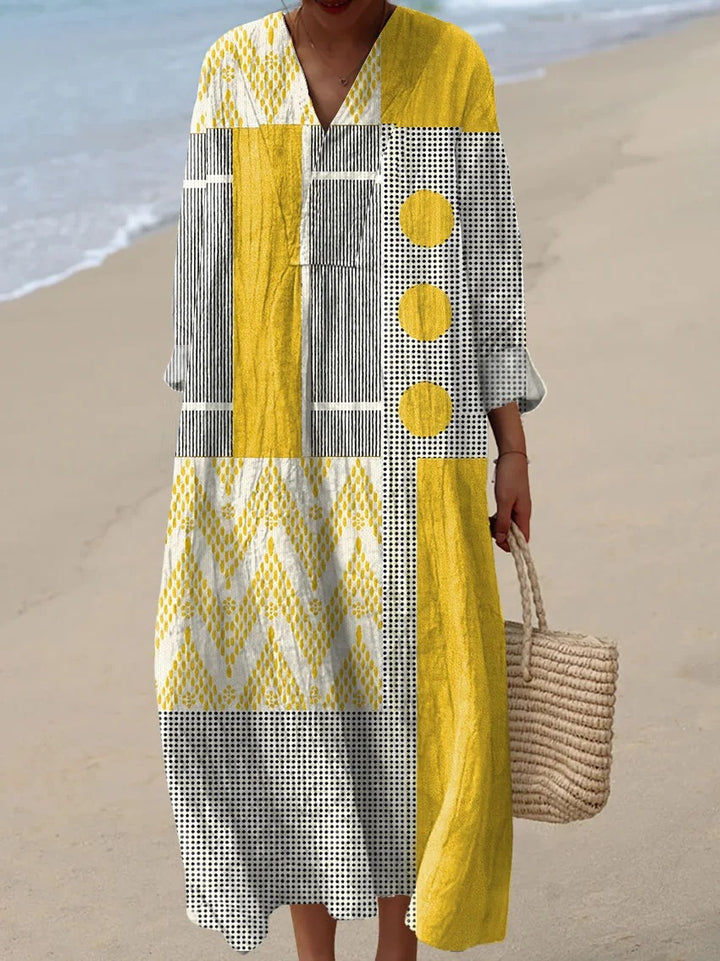 Olivia - Vintage Abstract Geometric Art Print Casual Tops and Dresses