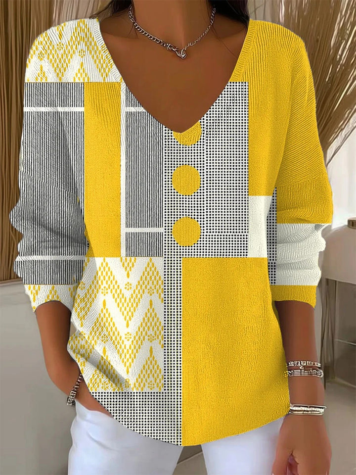 Olivia - Vintage Abstract Geometric Art Print Casual Tops and Dresses