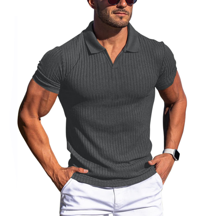 Elijah™ - Solid Striped Lapel Polo Shirt
