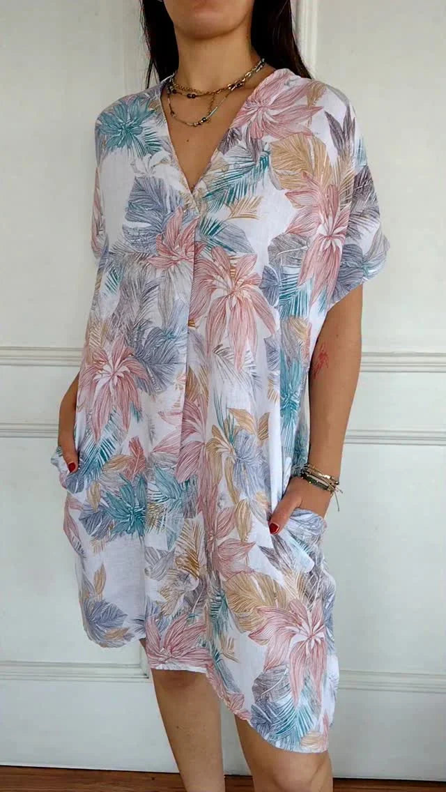 Nina™  Women's short-sleeved floral print dress