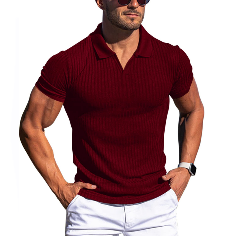 Elijah™ - Solid Striped Lapel Polo Shirt