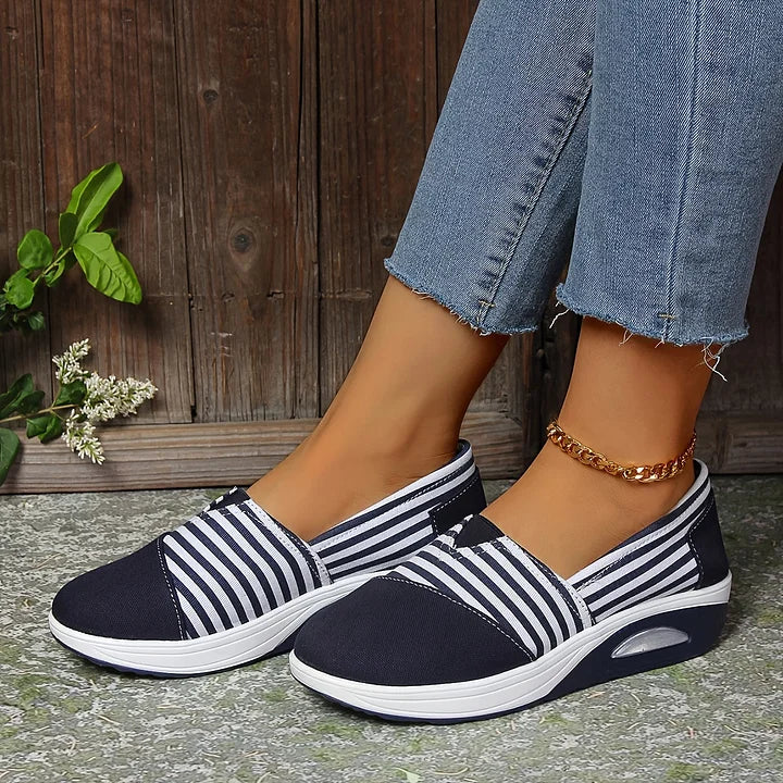 Tasha - Comfortable orthopedic slip on sneaker with stripes