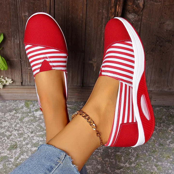 Tasha - Comfortable orthopedic slip on sneaker with stripes