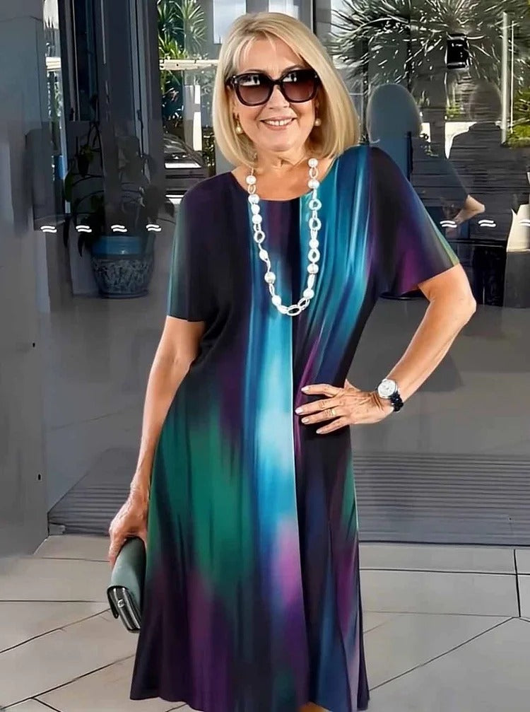 Rosara - Comfortable Loose Printed Medium Dress