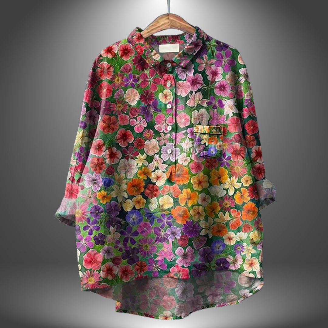 Bella™ | Handmade shirt with floral pattern for women