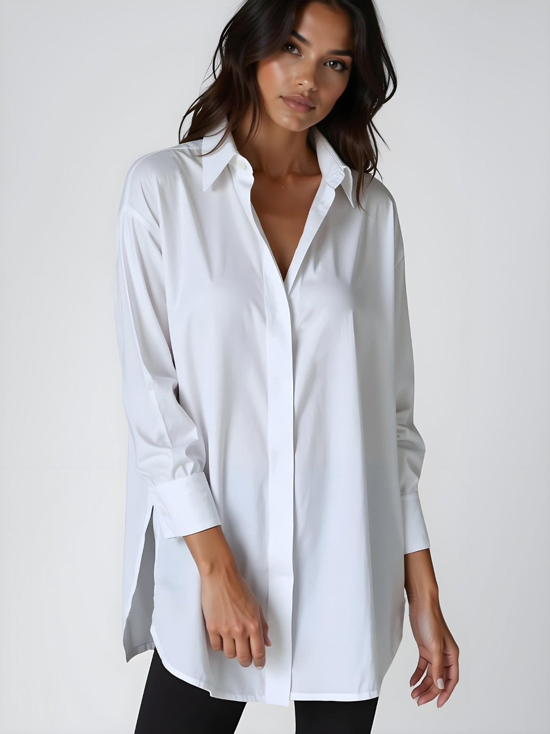 Diana - Oversized Lapel Button Shirt Dress
