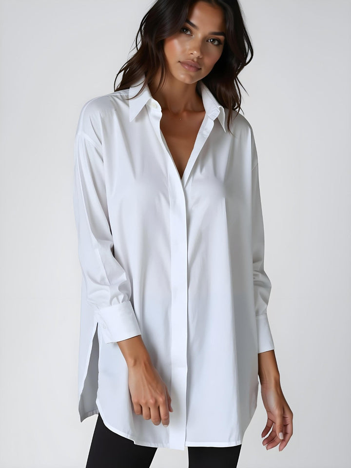 Diana - Oversized Lapel Button Shirt Dress