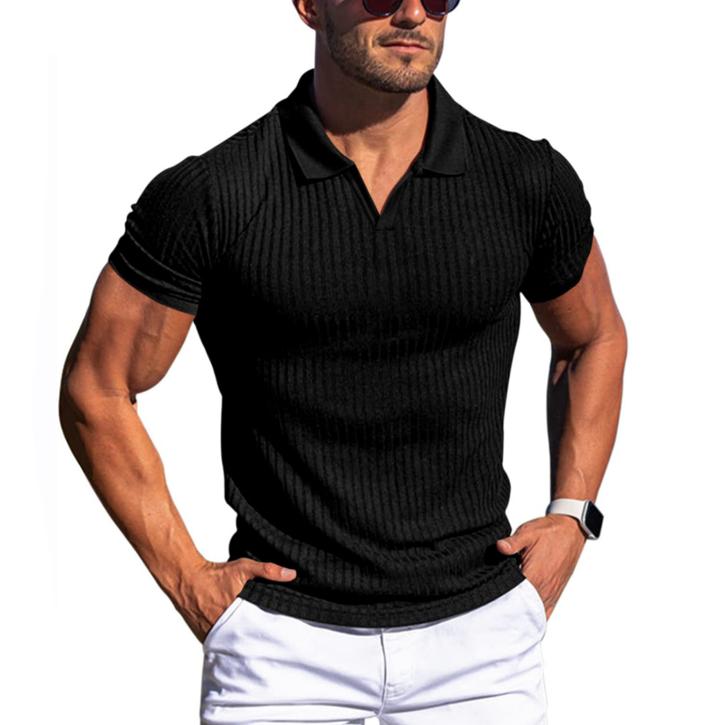 Elijah™ - Solid Striped Lapel Polo Shirt