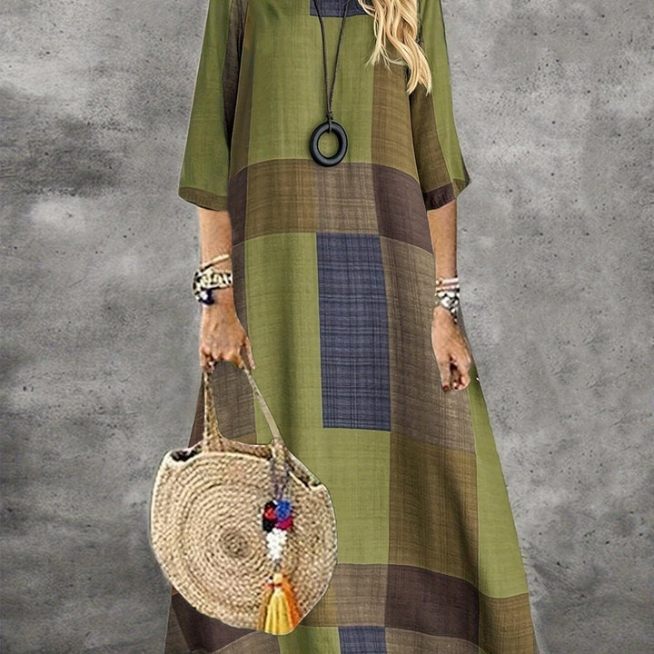 Halona | Retro Plaid Maxi Dress