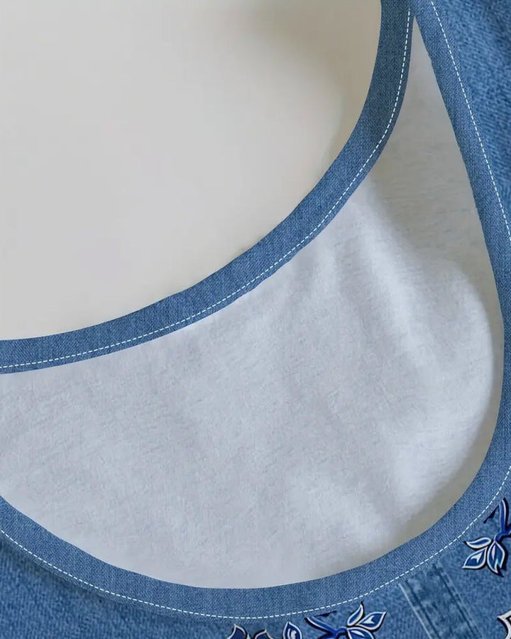 Elaya™ | Floral Denim Midi Dress