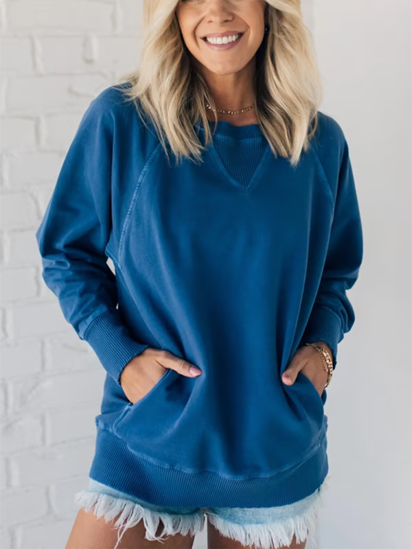 Nora | Women's Ribbed Accent Pocketed Pullover