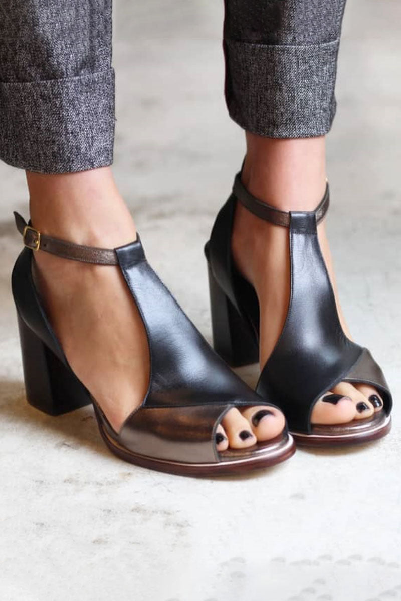 Nadaria – Black Patchwork Heels