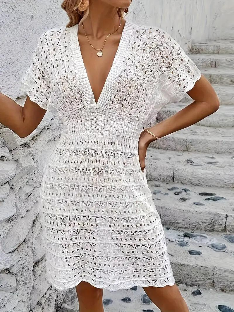 Cover-up knit dress in boho style beach outfit