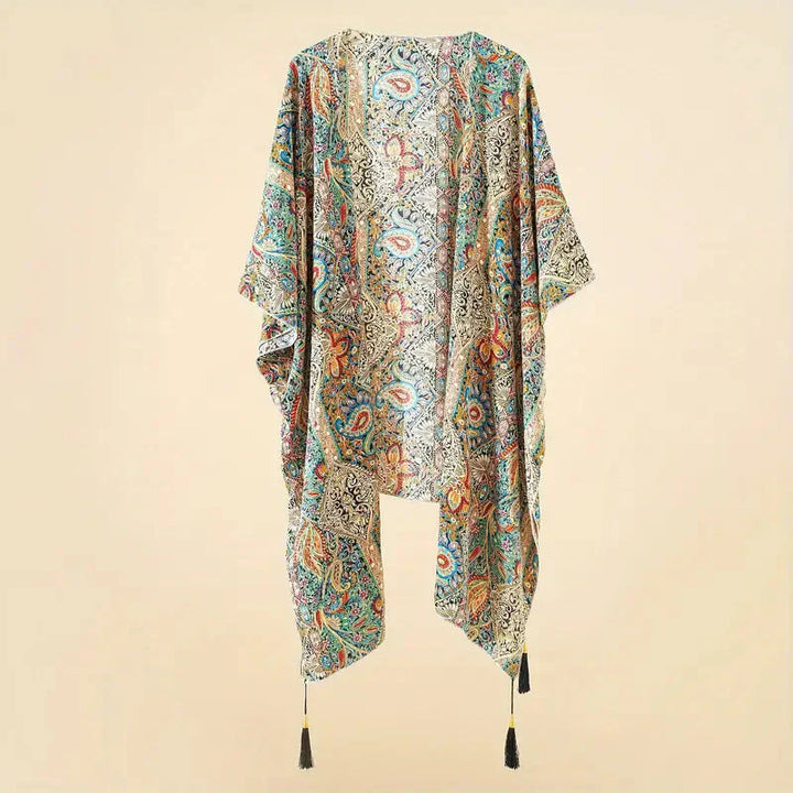 Kimono, Paisley Print, Open Front, Bikini Cover Up, Beach Kimono
