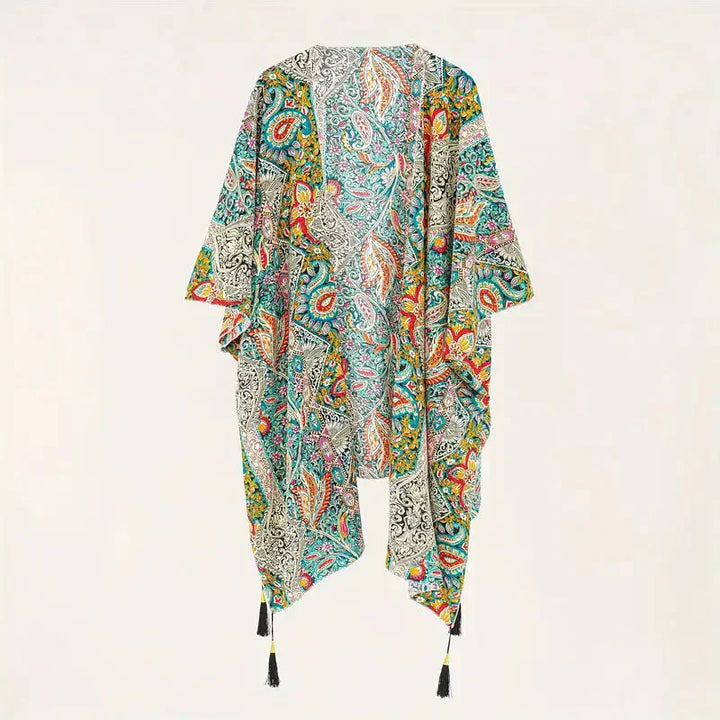 Kimono, Paisley Print, Open Front, Bikini Cover Up, Beach Kimono