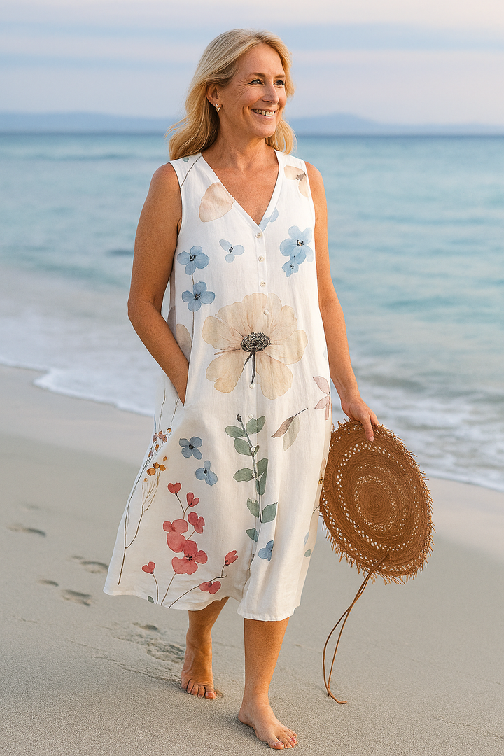 Cavell™ - Summer Sleeveless Dress with Floral Print