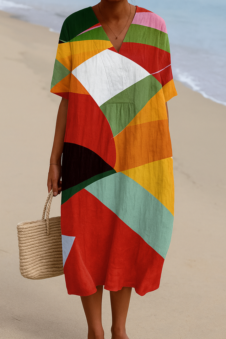 Solene | Multicolored patchwork dress