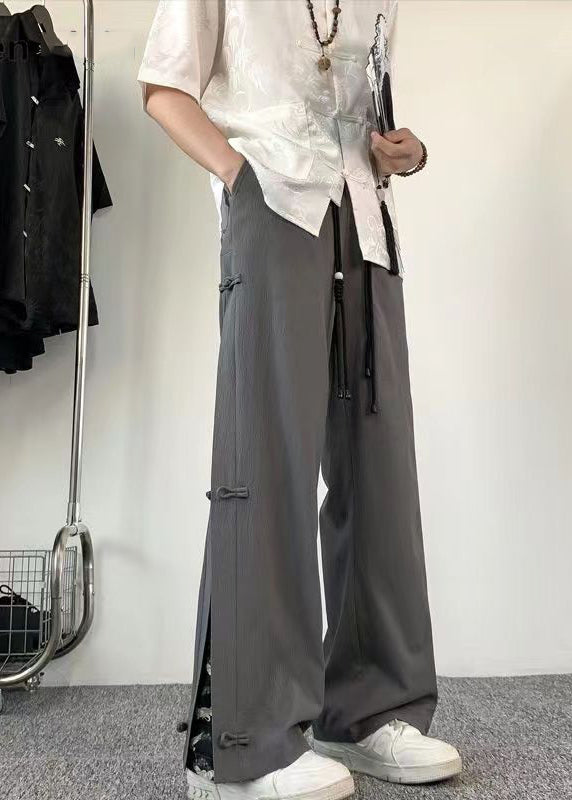 Chen - Chinese Style Fake Two Thin Ice Silk Men Pants