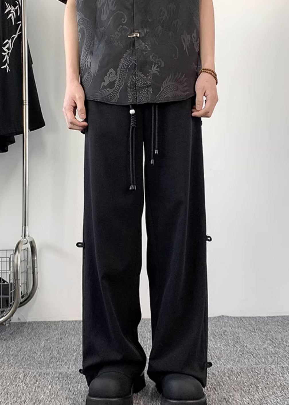 Chen - Chinese Style Fake Two Thin Ice Silk Men Pants