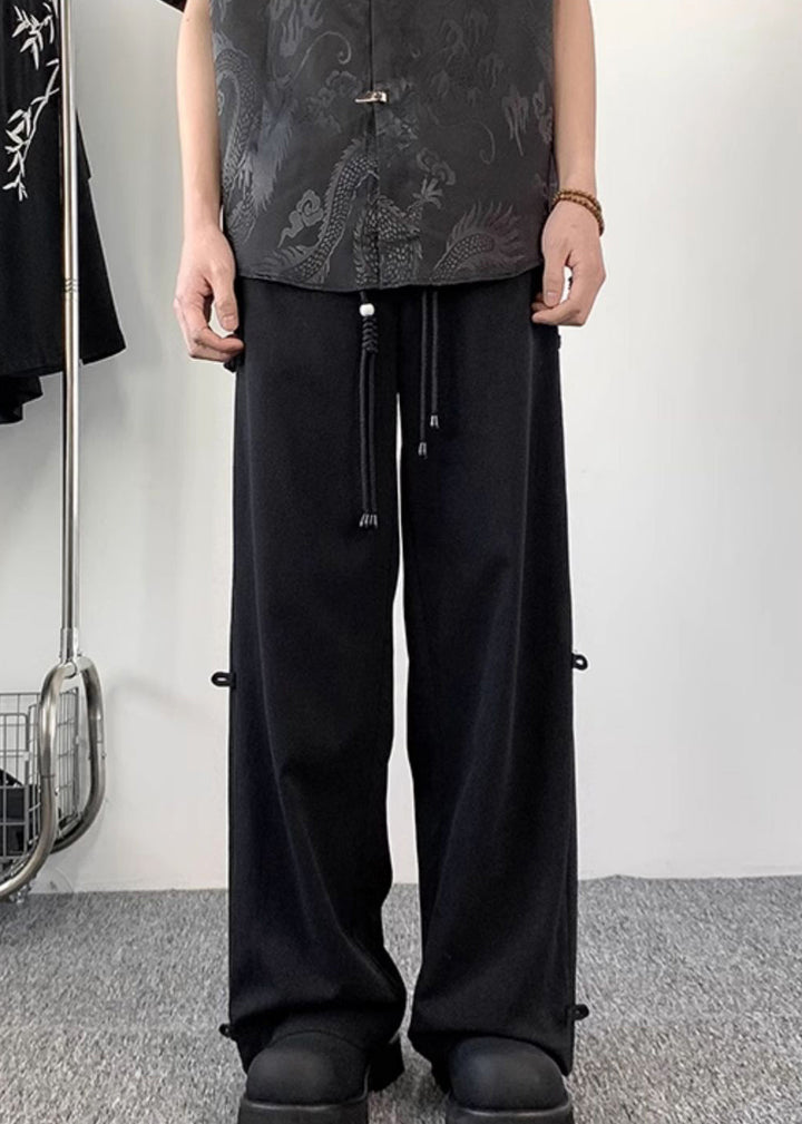 Chen - Chinese Style Fake Two Thin Ice Silk Men Pants