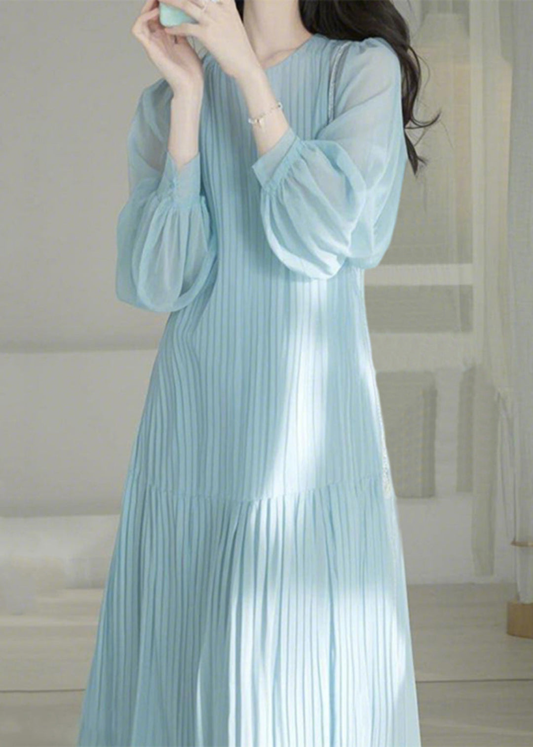 O-Neck Cinched Maxi Dresses Spring