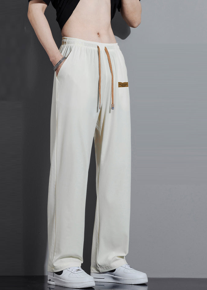 Cute White Oversized Cotton Mens Pants Trousers