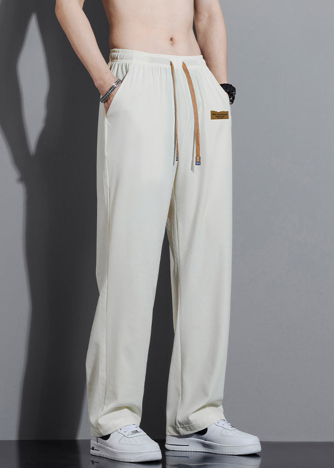 Cute White Oversized Cotton Mens Pants Trousers