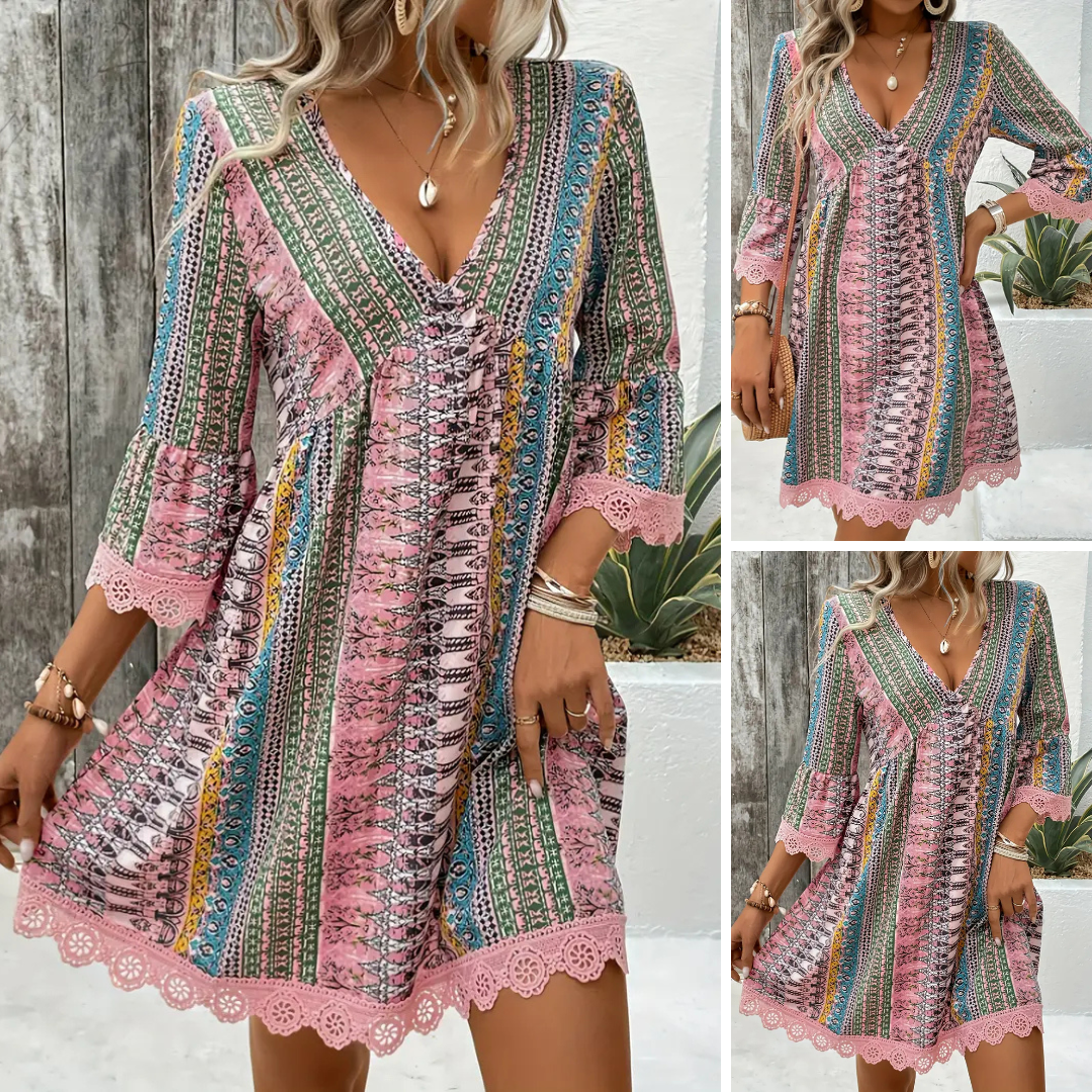 Lily™ - Elegant Lace Trim Dress