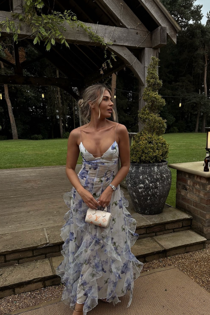 Emma - Slim Spaghetti Strap Ruffle Party Dress