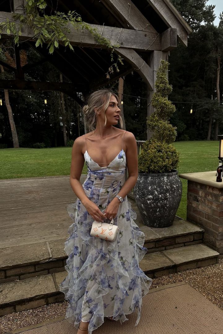 Emma - Slim Spaghetti Strap Ruffle Party Dress