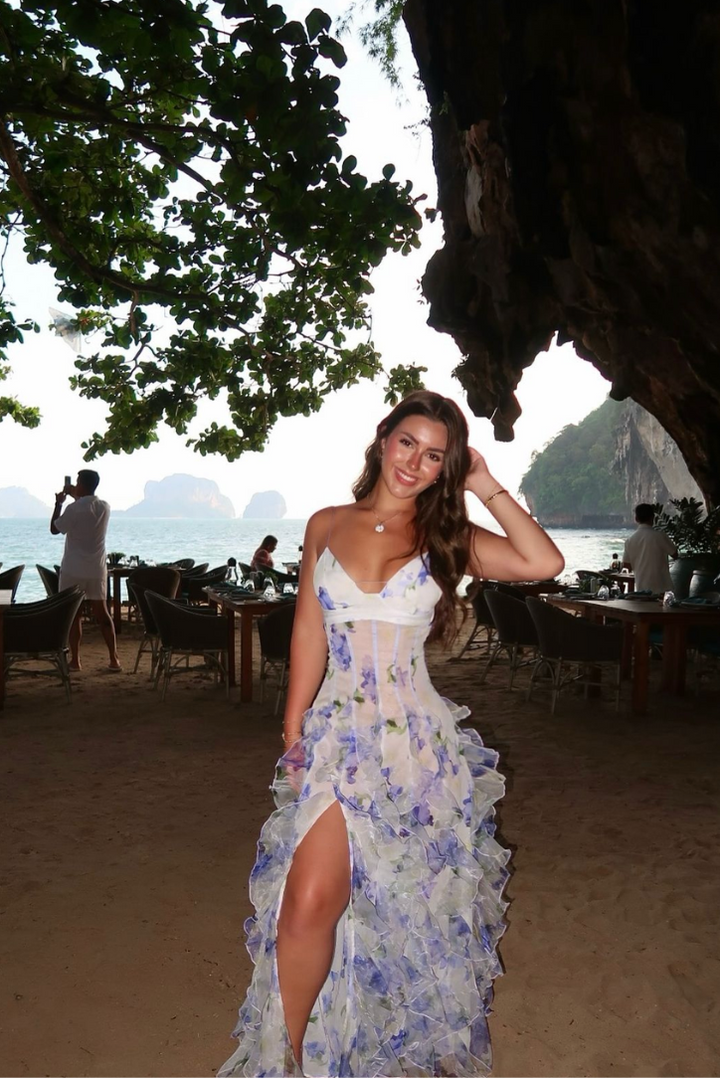 Emma - Slim Spaghetti Strap Ruffle Party Dress