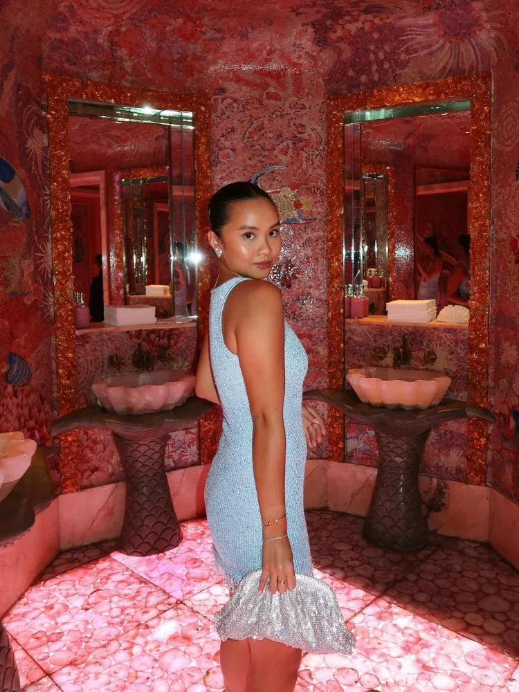 Grace - Sheer Sleeveless Tassel Mini Dress